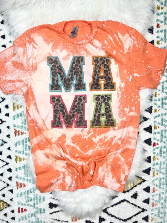 Mama faux embroidery bleached