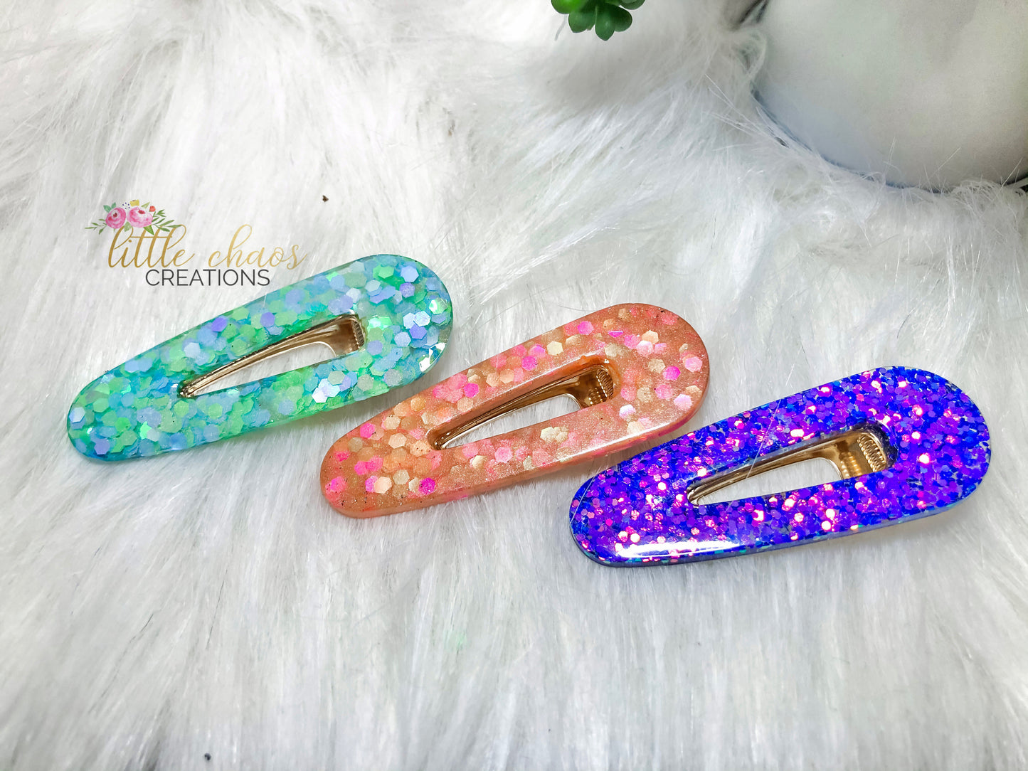 Glitter teardrop clips