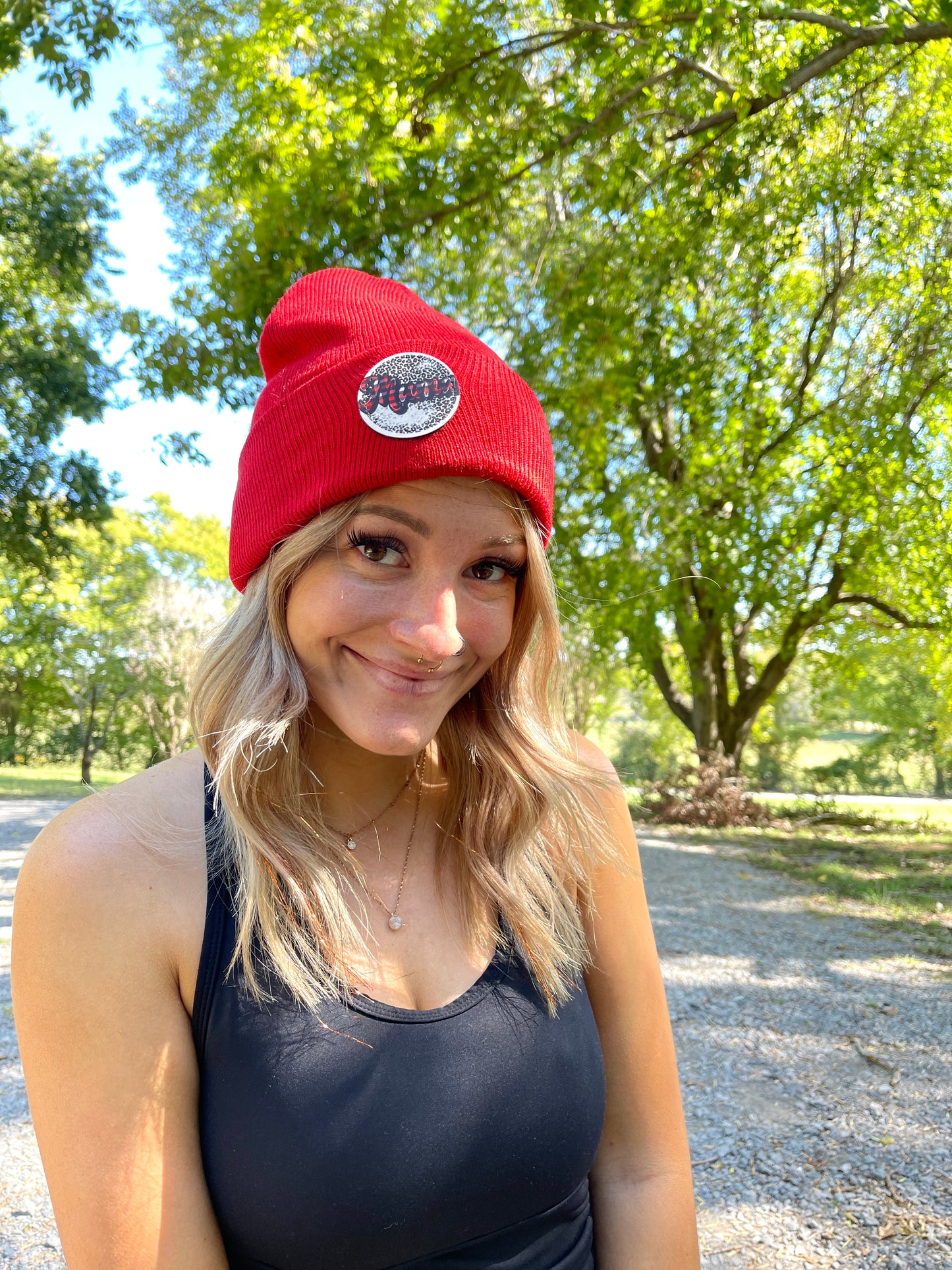 Red mama beanie