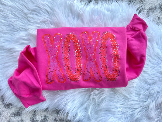 XOXO faux glitter DTF