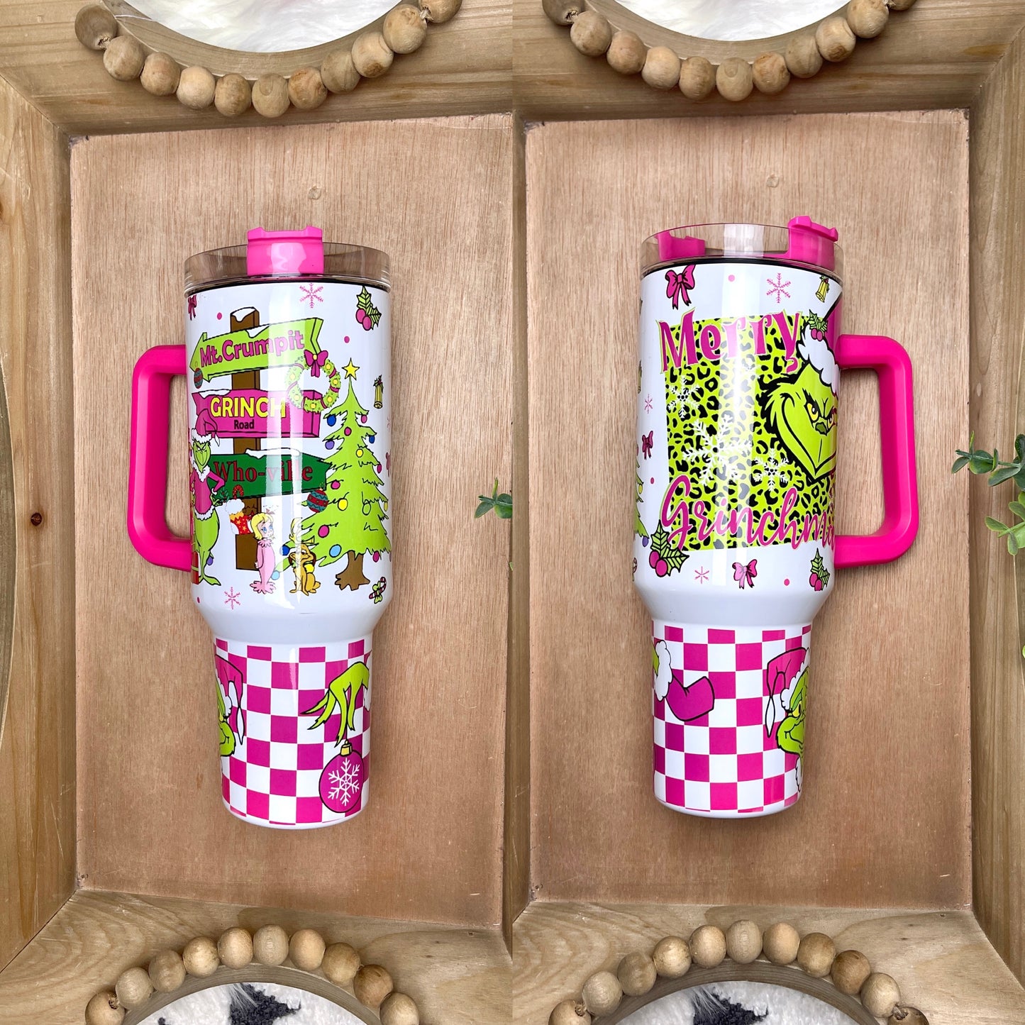 Pink Christmas tumbler