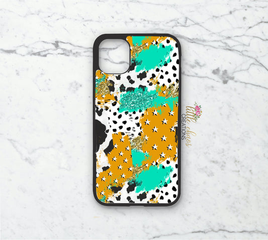 Mustard cow print phone case