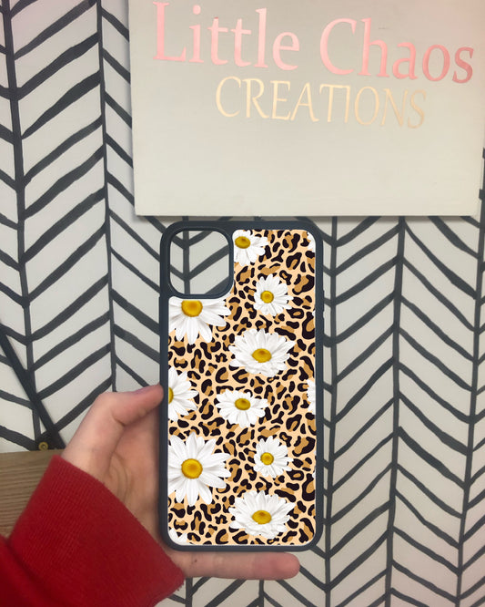 Leopard sunflower phone case