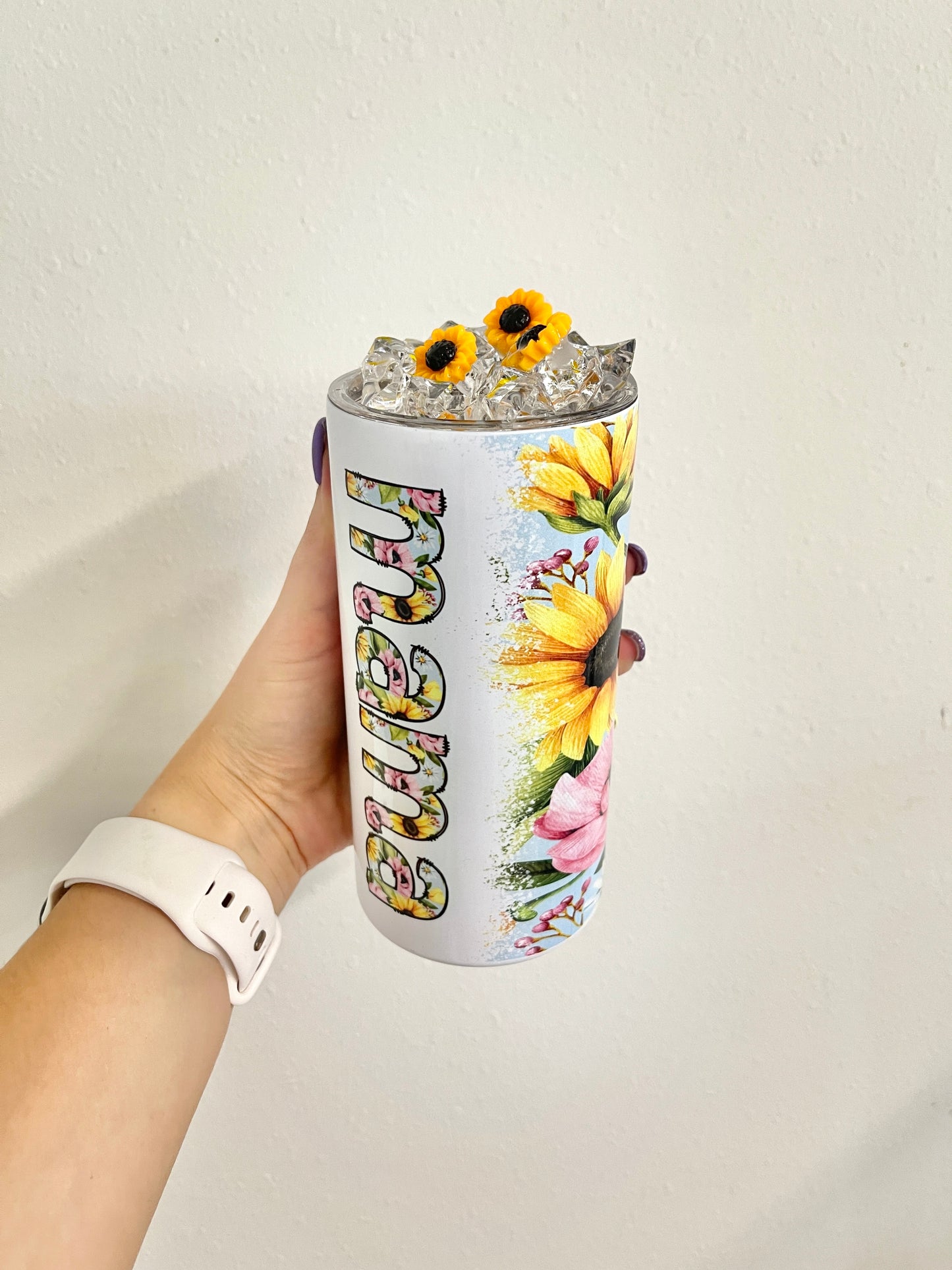 Custom Sunflower name tumbler