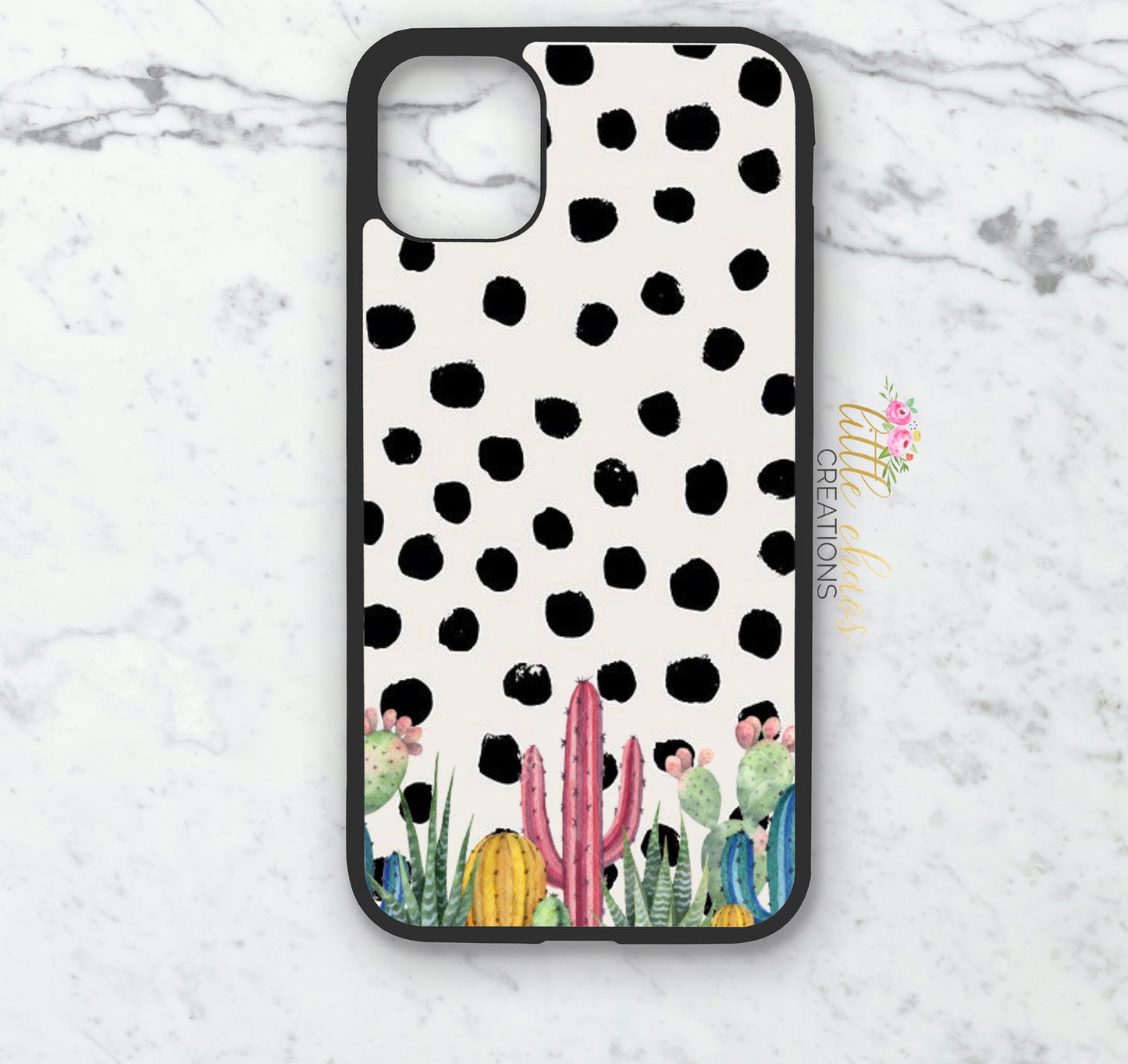 Polka dot cactus phone case